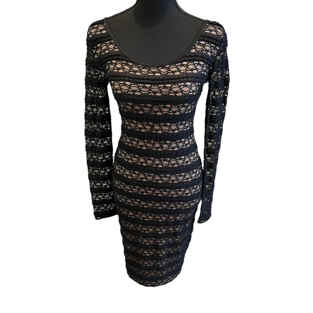 BCBGMAXAZRIA Black Cream Tanya Lace Dress XS NWT